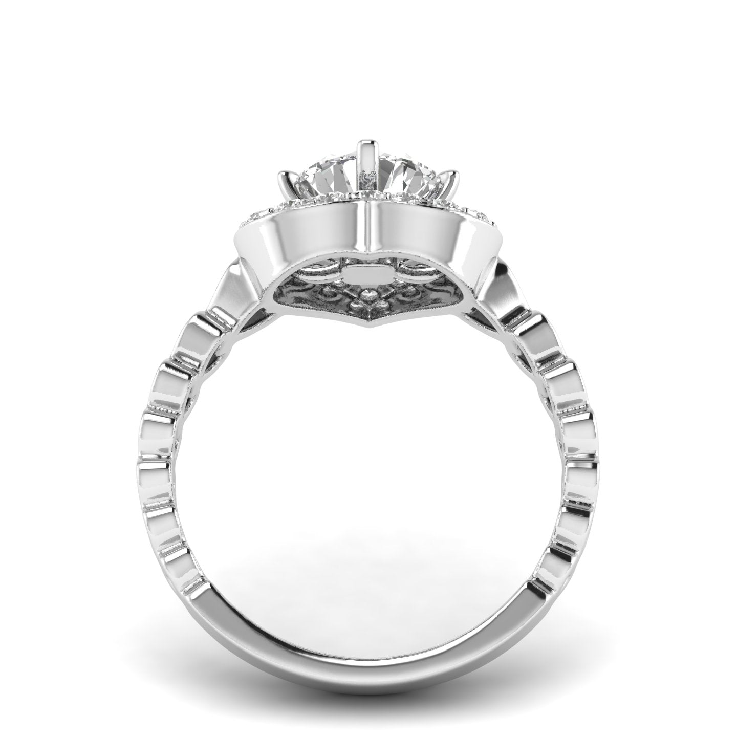White Gold Studded 1.324 Carat Lab Grown Diamond Ring-F Color VS2 Clarity.